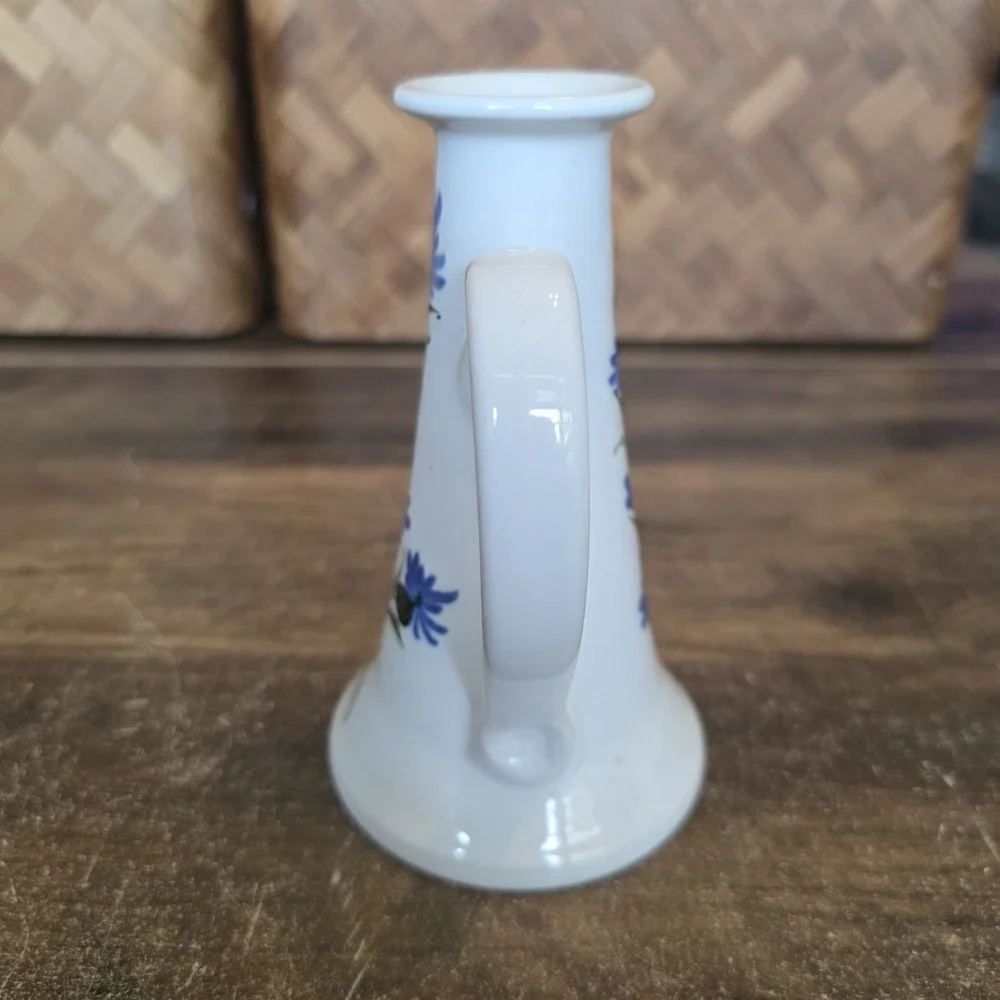 Tallberg Keramuk Vase Hand Painted Floral Blue Flowers Handle Vintage 5.5 x 3.25